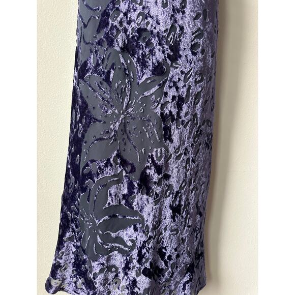 Vintage 90s Dark Purple Velvet Burnout Maxi Dress Romantic Gothic Witchy Size M - Picture 4 of 9